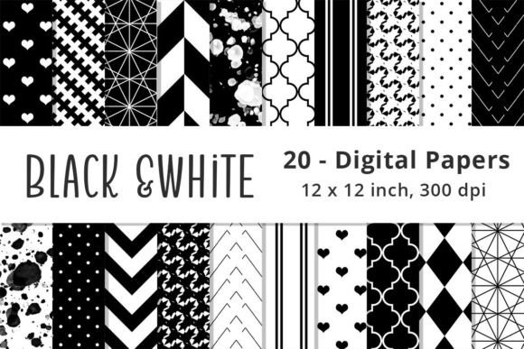 Download Black and White Pattern Digital Paper - Black and white Collection
