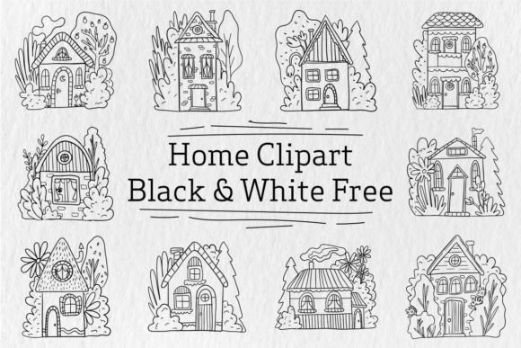 Download Home Clipart Black and White Free - Premium Bundle