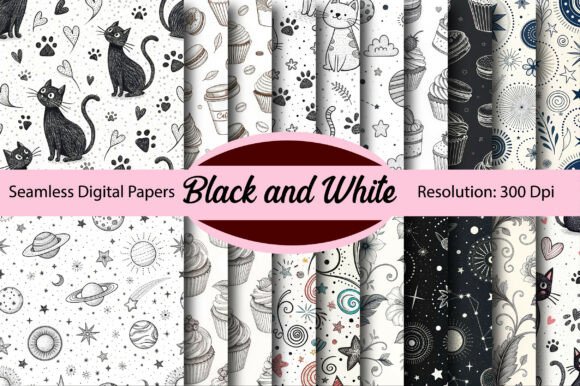 Download Black and White Seamless Digital Paper - Black and white Collection