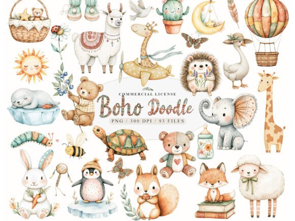 Download Neutral Boho Baby Shower Doodle Clipart, - Doodle Collection