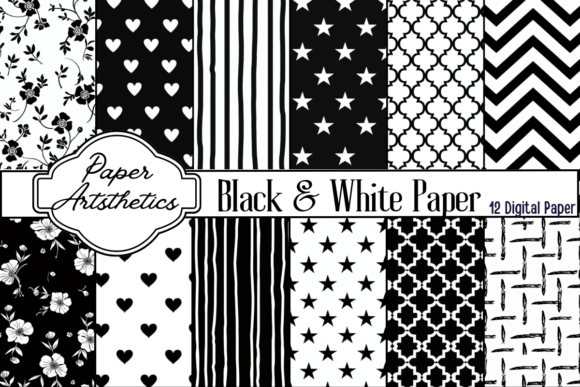 Download Black and White Digital Paper Pattern - Premium Bundle