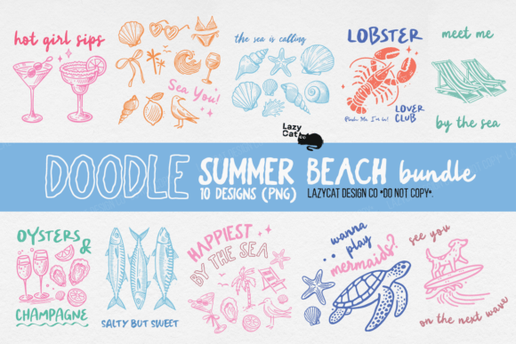 Download Summer Beach Doodle PNG Bundle - Doodle Collection